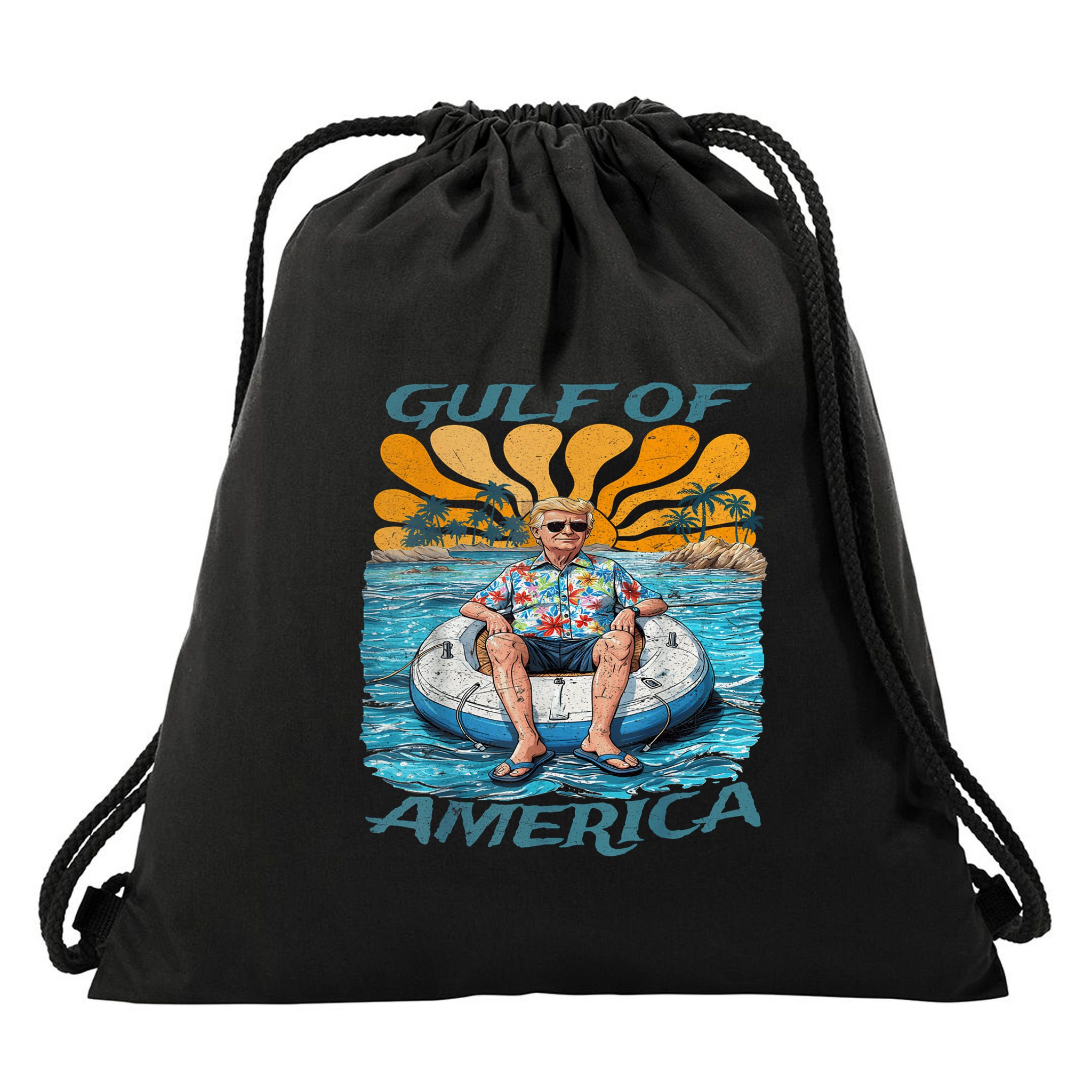 Funny Trump Gulf Of Us America Funny Kawaii Sunset Drawstring Bag
