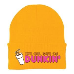 Funny This Girl Runs On Dunkin Knit Cap Winter Beanie