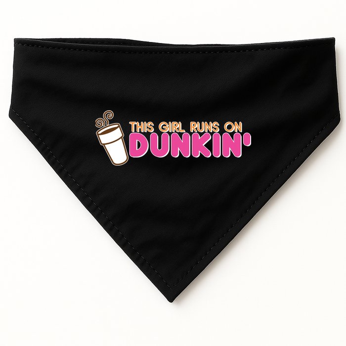 Funny This Girl Runs On Dunkin USA-Made Doggie Bandana