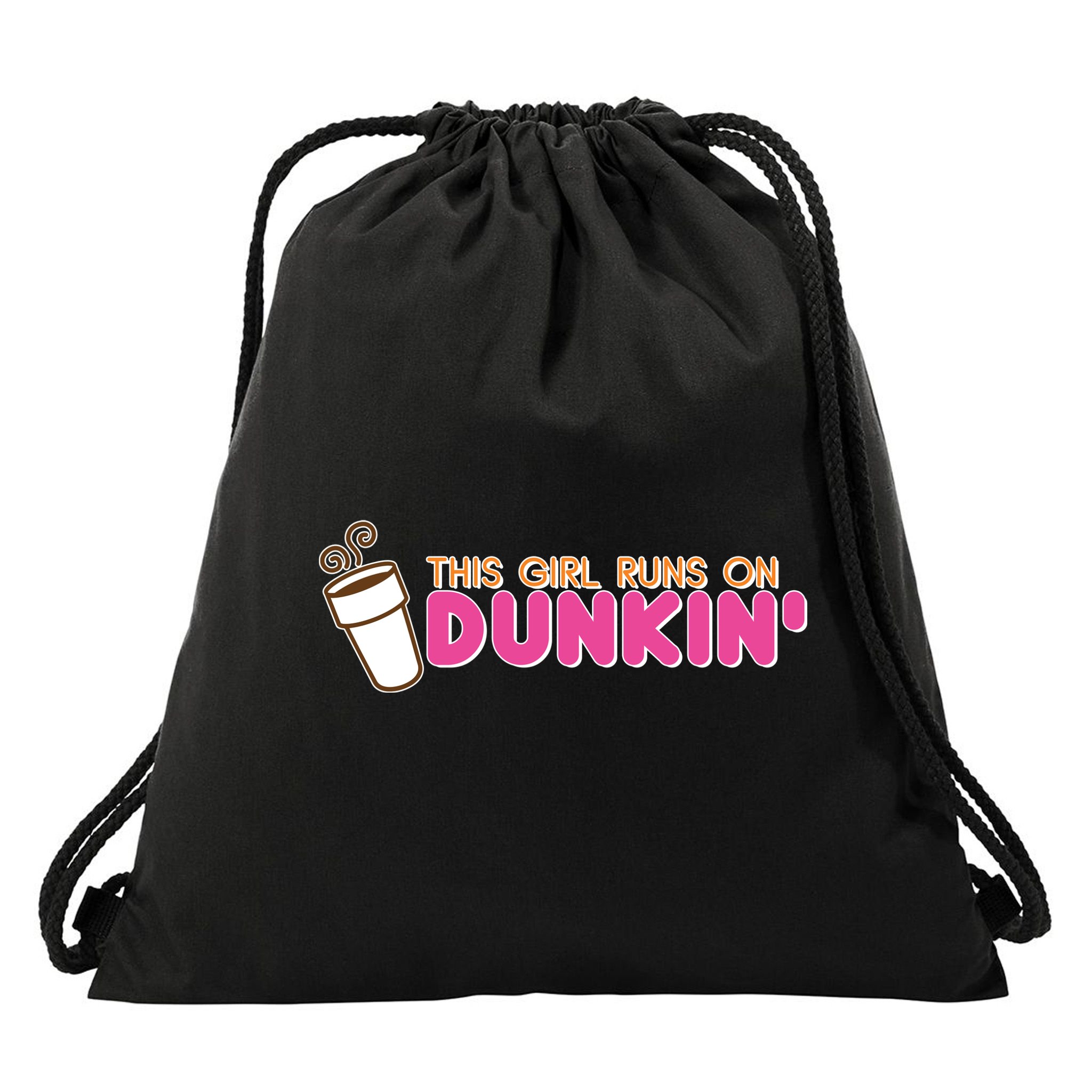 Funny This Girl Runs On Dunkin Drawstring Bag