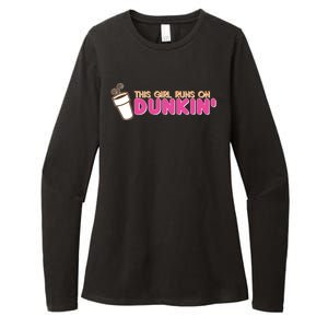 Funny This Girl Runs On Dunkin Womens CVC Long Sleeve Shirt