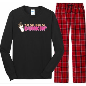 Funny This Girl Runs On Dunkin Long Sleeve Pajama Set