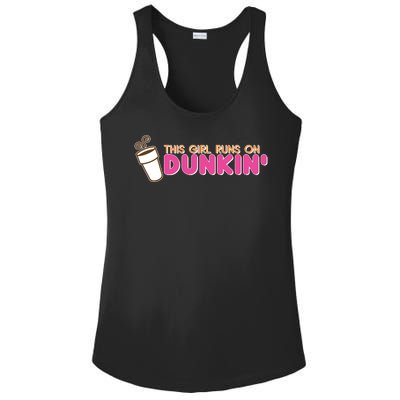 Funny This Girl Runs On Dunkin Ladies PosiCharge Competitor Racerback Tank