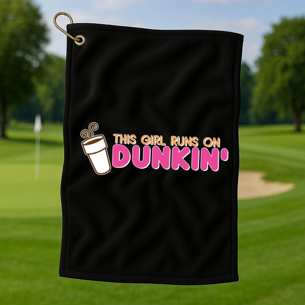 Funny This Girl Runs On Dunkin Golf Towel