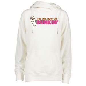 Funny This Girl Runs On Dunkin Womens Funnel Neck Pullover Hood