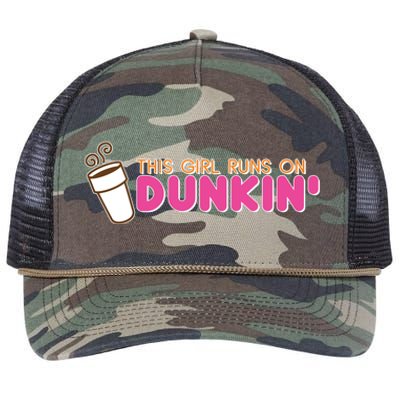 Funny This Girl Runs On Dunkin Retro Rope Trucker Hat Cap