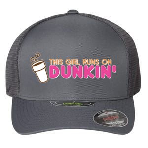 Funny This Girl Runs On Dunkin Flexfit Unipanel Trucker Cap