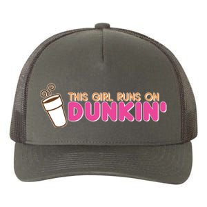 Funny This Girl Runs On Dunkin Yupoong Adult 5-Panel Trucker Hat