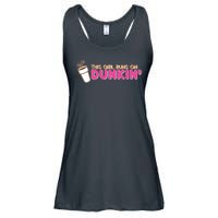 Funny This Girl Runs On Dunkin Ladies Essential Flowy Tank