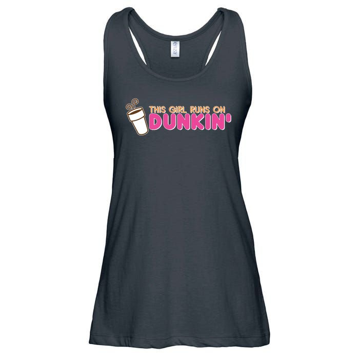 Funny This Girl Runs On Dunkin Ladies Essential Flowy Tank