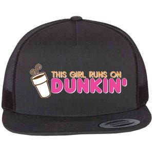 Funny This Girl Runs On Dunkin Flat Bill Trucker Hat