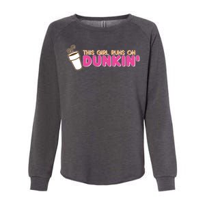 Funny This Girl Runs On Dunkin Womens California Wash Sweatshirt