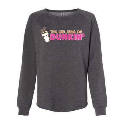 Funny This Girl Runs On Dunkin Womens California Wash Sweatshirt