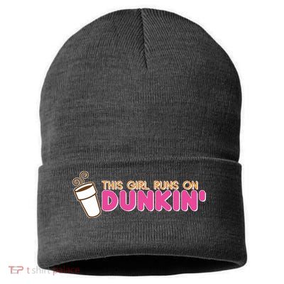 Funny This Girl Runs On Dunkin Sustainable Knit Beanie