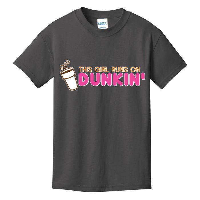 Funny This Girl Runs On Dunkin Kids T-Shirt