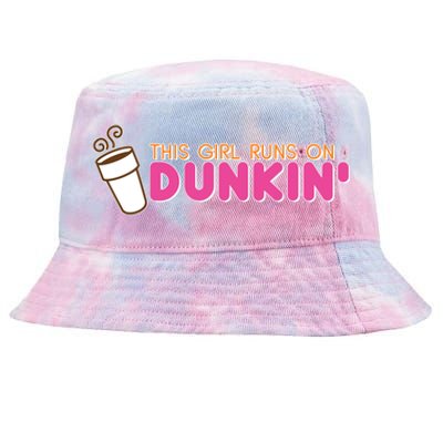 Funny This Girl Runs On Dunkin Tie-Dyed Bucket Hat