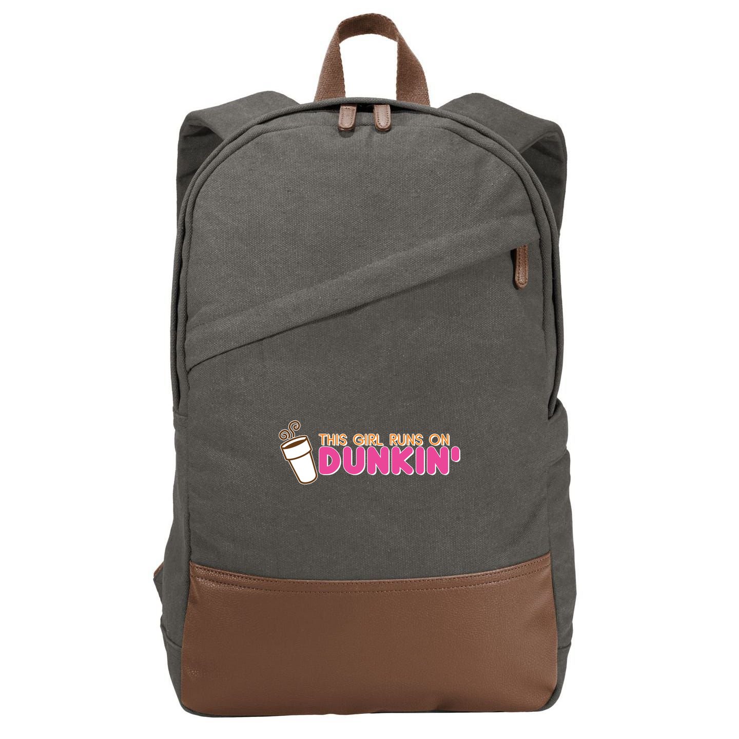 Funny This Girl Runs On Dunkin Cotton Canvas Backpack