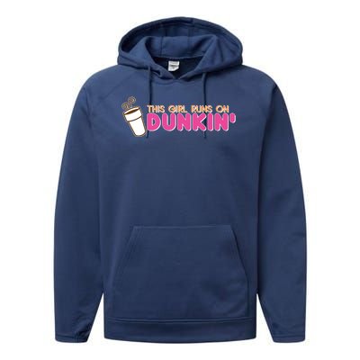 Funny This Girl Runs On Dunkin Performance Fleece Hoodie