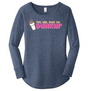 Funny This Girl Runs On Dunkin Women's Perfect Tri Tunic Long Sleeve Shirt