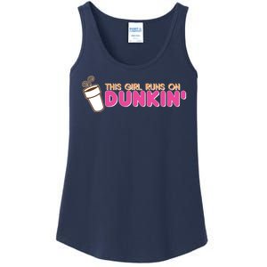 Funny This Girl Runs On Dunkin Ladies Essential Tank