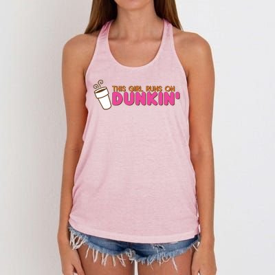 Funny This Girl Runs On Dunkin Women's Knotted Racerback Tank