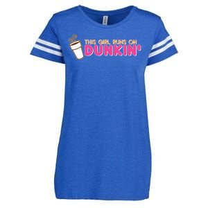 Funny This Girl Runs On Dunkin Enza Ladies Jersey Football T-Shirt