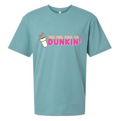Funny This Girl Runs On Dunkin Sueded Cloud Jersey T-Shirt