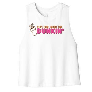 Funny This Girl Runs On Dunkin Women's Racerback Cropped Tank