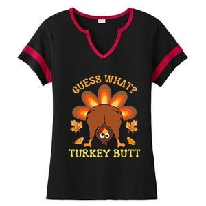 Funny Thanksgiving Guess What Turkey Butt Ladies Halftime Notch Neck Tee