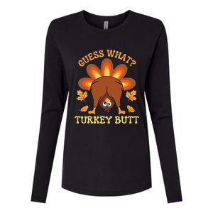 Funny Thanksgiving Guess What Turkey Butt Womens Cotton Relaxed Long Sleeve T-Shirt