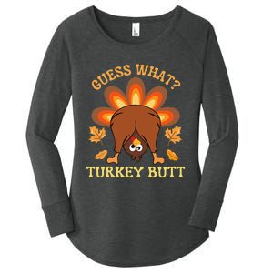 Funny Thanksgiving Guess What Turkey Butt Women's Perfect Tri Tunic Long Sleeve Shirt