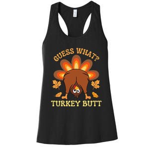 Funny Thanksgiving Guess What Turkey Butt Women's Racerback Tank