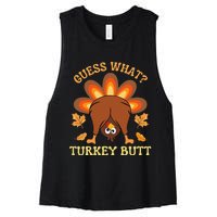 Funny Thanksgiving Guess What Turkey Butt Women's Racerback Cropped Tank