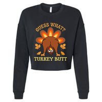 Funny Thanksgiving Guess What Turkey Butt Cropped Pullover Crew