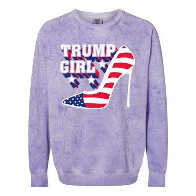 Funny Trump Girl Gift Cute High Heel American Flag Colorblast Crewneck Sweatshirt