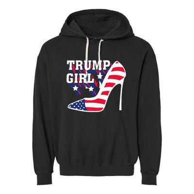 Funny Trump Girl Gift Cute High Heel American Flag Garment-Dyed Fleece Hoodie