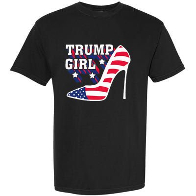 Funny Trump Girl Gift Cute High Heel American Flag Garment-Dyed Heavyweight T-Shirt