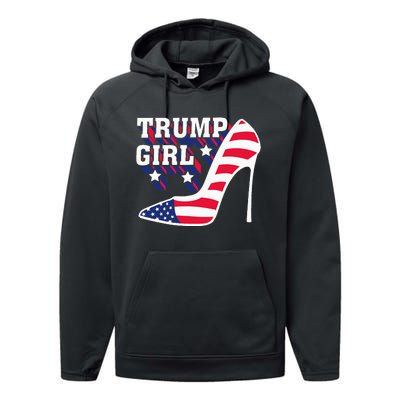 Funny Trump Girl Gift Cute High Heel American Flag Performance Fleece Hoodie