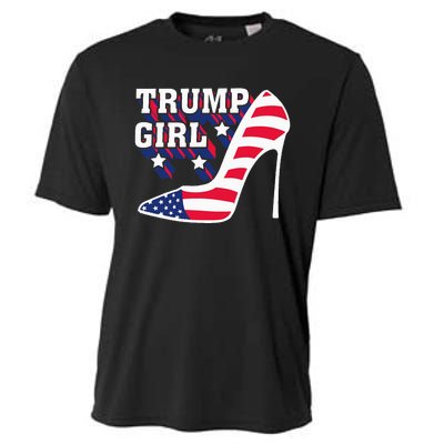 Funny Trump Girl Gift Cute High Heel American Flag Cooling Performance Crew T-Shirt