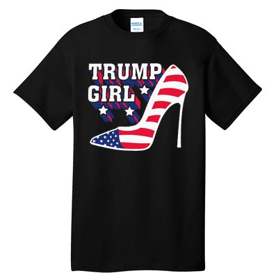 Funny Trump Girl Gift Cute High Heel American Flag Tall T-Shirt