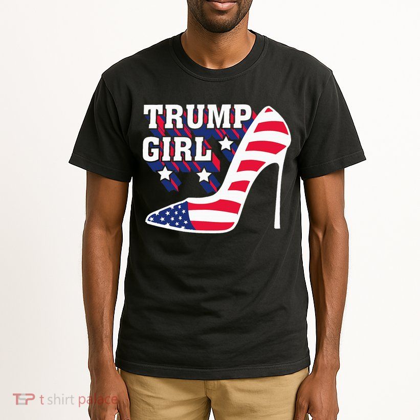 Funny Trump Girl Gift Cute High Heel American Flag Tall T-Shirt
