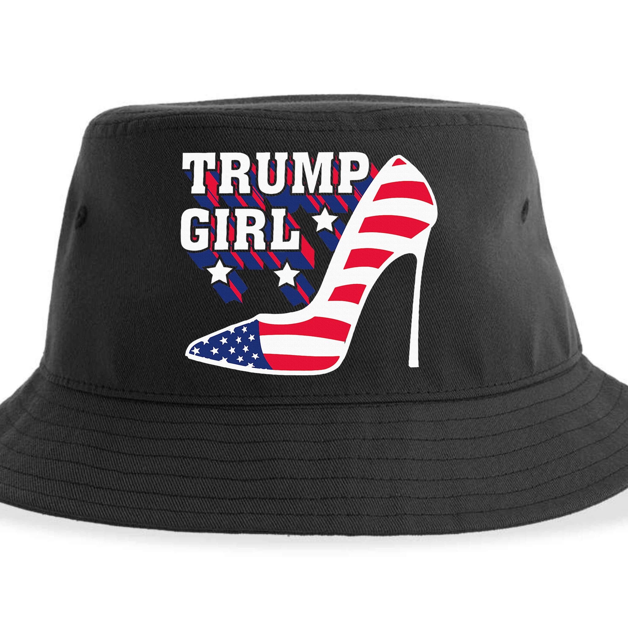 Funny Trump Girl Gift Cute High Heel American Flag Sustainable Bucket Hat