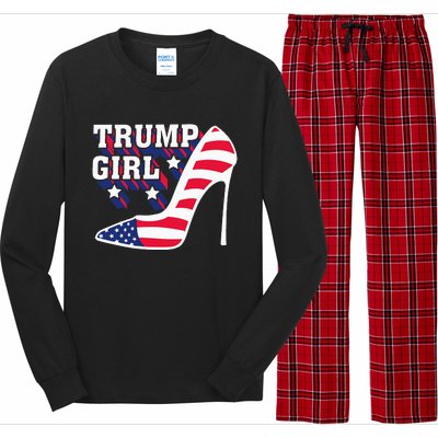 Funny Trump Girl Gift Cute High Heel American Flag Long Sleeve Pajama Set