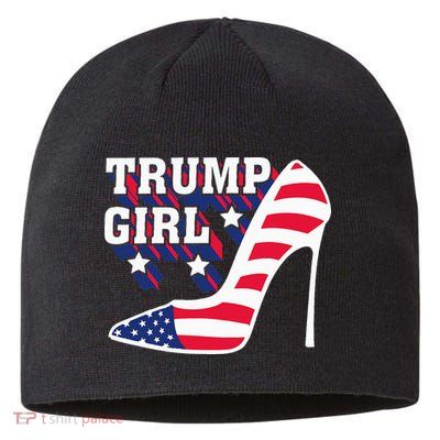Funny Trump Girl Gift Cute High Heel American Flag Sustainable Beanie
