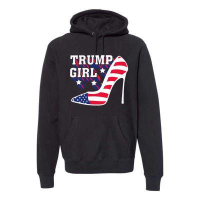 Funny Trump Girl Gift Cute High Heel American Flag Premium Hoodie