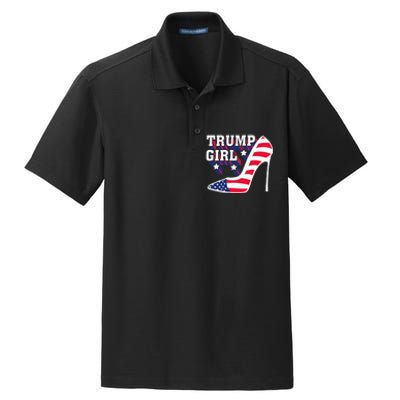 Funny Trump Girl Gift Cute High Heel American Flag Dry Zone Grid Polo