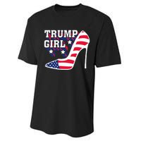 Funny Trump Girl Gift Cute High Heel American Flag Performance Sprint T-Shirt