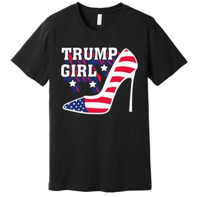 Funny Trump Girl Gift Cute High Heel American Flag Premium T-Shirt