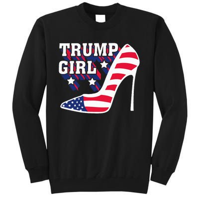 Funny Trump Girl Gift Cute High Heel American Flag Tall Sweatshirt