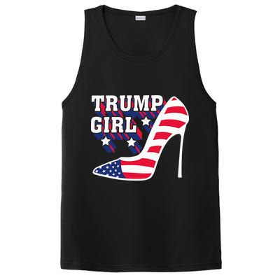 Funny Trump Girl Gift Cute High Heel American Flag PosiCharge Competitor Tank